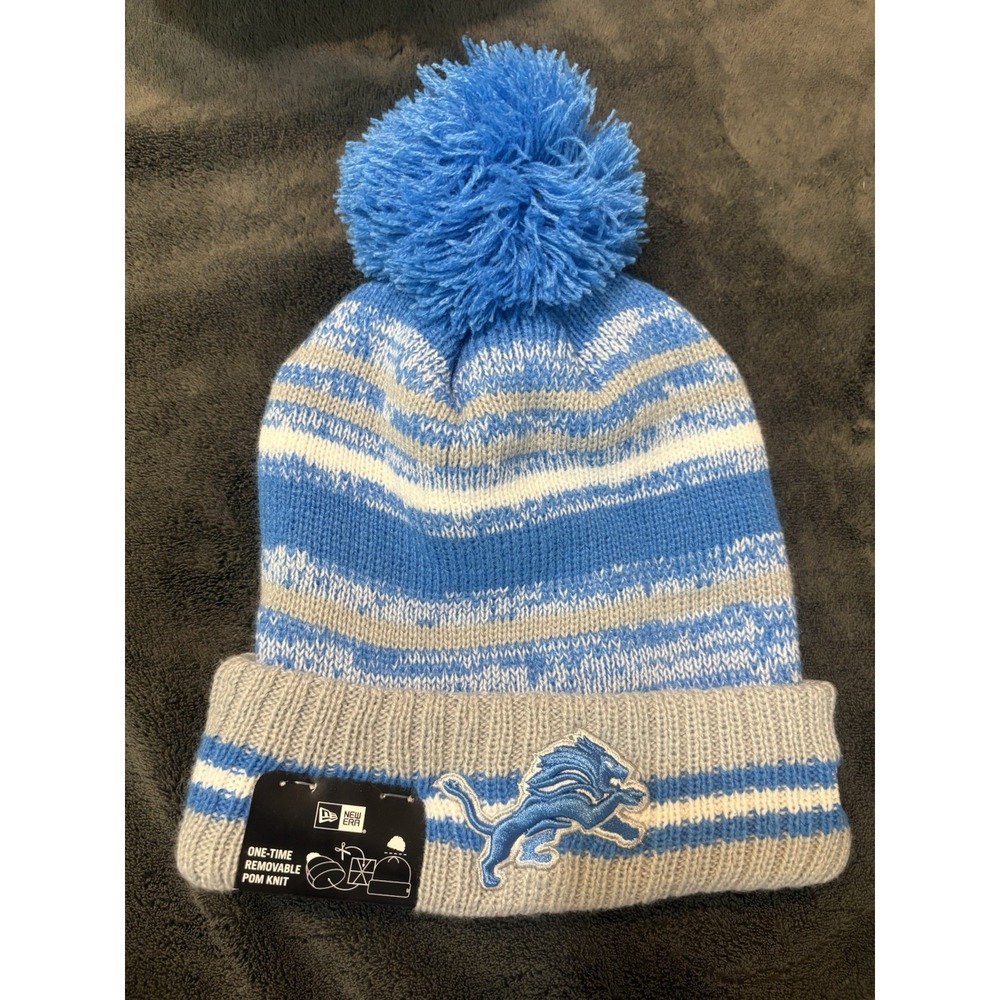 New Era Detroit LionsNFL Sideline Pom Knit Beanie Hat - Brand New with Tags